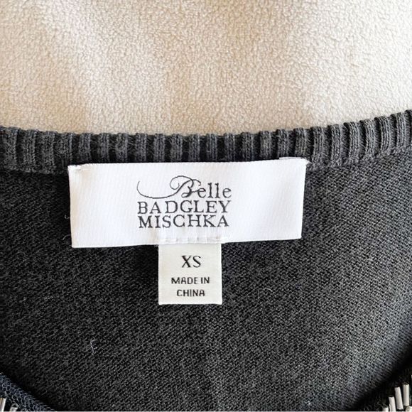 Badgley Mischka Size XS Hand Embroidered Detailed Stitching Sheer Silk Blend Top - Picture 11 of 12